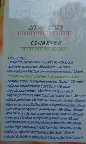 Informacje na&nbsp;temat cen za zdjęcia
