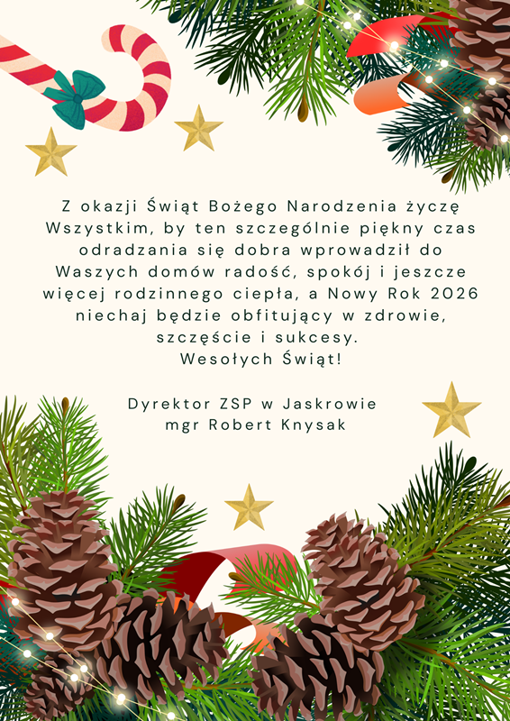Życzenia Świąteczne od Dyrekcji ZSP w&nbsp;Jaskrowie