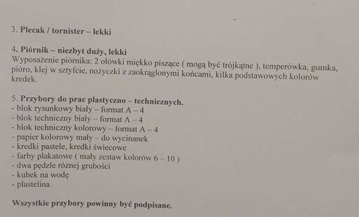 Wyprawka szkolna.