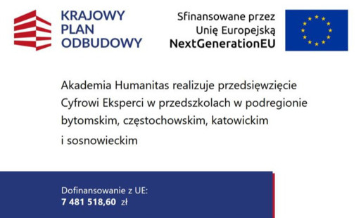 Zdjęcie do Udział przedszkola w projekcie "Cyfrowi Eksperci w przedszkolach w podregionie bytomskim, czestochowskim, katowickim i sosnowieckim"